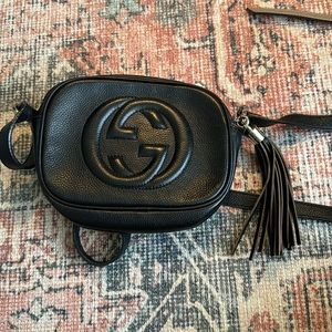 Tassel black leather crossbody bag gg